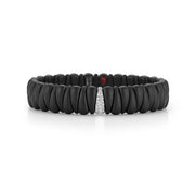 DEMEGLIO 18K White Gold and Matte Black Ceramic Stretch Bracelet with One Diamond Section